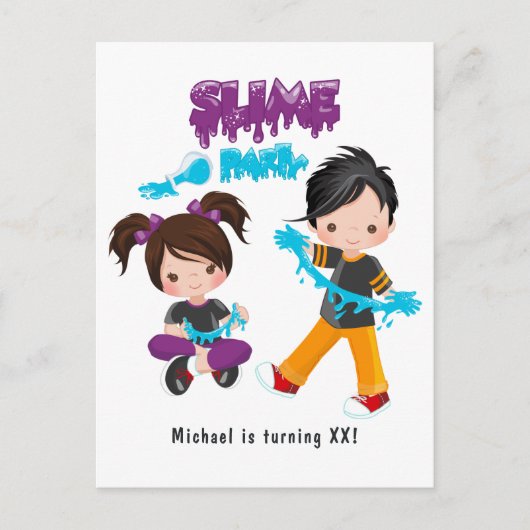Cute Slime Feest Verjaardagsuitnodiging Briefkaart (Voorkant)