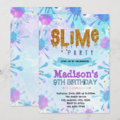 Cute slime verjaardagsuitnodiging kaart (Voorkant / Achterkant)