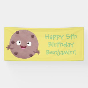 Cute slimme chocolade chip cookie cartoon spandoek