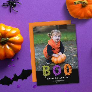 Cute Slimy Boo! Halloween Photo Holiday Kaart