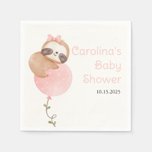 Cute Sloth Baby Girl Baby shower Servet