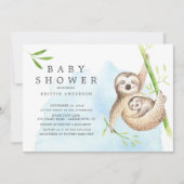 Cute Sloth Baby shower Invitation Kaart (Voorkant)