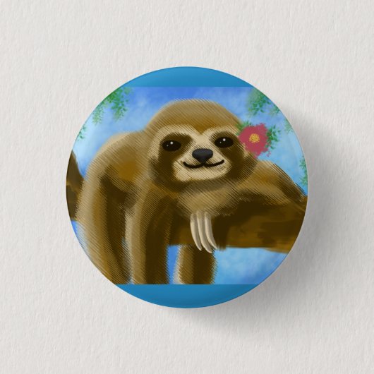 Cute Sloth Badge Ronde Button 3,2 Cm (Voorkant)