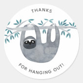 Cute Sloth-Bedankt Ronde Sticker (Voorkant)