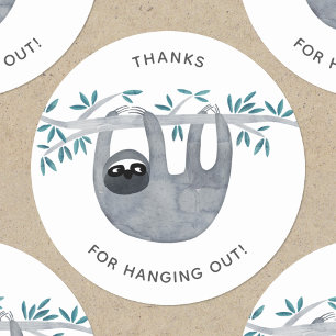 Cute Sloth-Bedankt Ronde Sticker