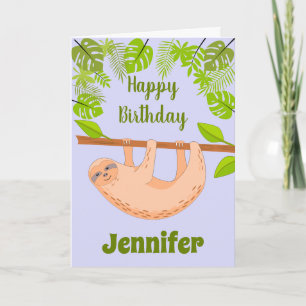 Cute Sloth Birthday Folded Wenskaart Kaart