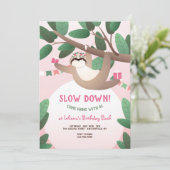 Cute Sloth Birthday Party Kaart (Staand voorkant)