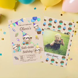 Cute Sloth Birthday Party Kaart