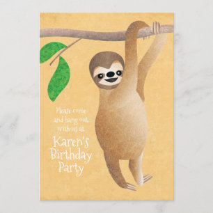 Cute Sloth Birthday Party - Ophangen Kaart