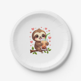 Cute Sloth Boba Bubble Milk Tea Kawaii Women Girls Papieren Bordje