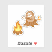 Cute Sloth Campfire S'mores Vinyl Sticker (Vel)