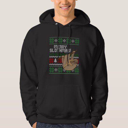 Cute sloth Christmas Merry sloths ugly Hoodie (Voorkant)