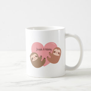 Cute Sloth Couple Hugging Heart, op maat gemaakt Koffiemok