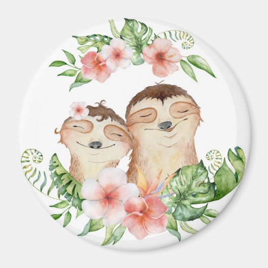 Cute Sloth Couple Magneet (Voorkant)