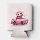 Cute Sloth Driving a Pink Convertible Blikjeskoeler (Achterkant)