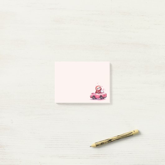 Cute Sloth Driving a Pink Convertible Post-it® Notes (Op bureau)