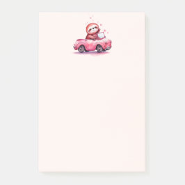 Cute Sloth Driving a Pink Convertible Post-it® Notes