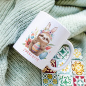 Cute Sloth Easter Bunny Rabbit Eggs Name Koffiemok