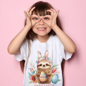 Cute Sloth Easter Bunny Rabbit Eggs Name Tri-Blend Shirt