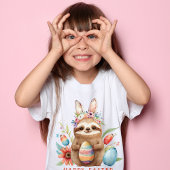 Cute Sloth Easter Bunny Rabbit Waterverf Eggs Tri-Blend Shirt