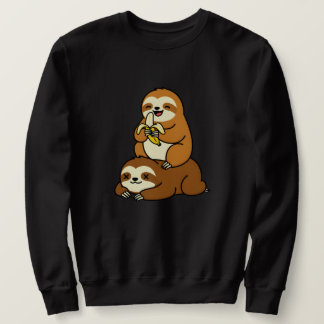Cute Sloth Eating Banana on Lazy Sloth Funny Carto Trui