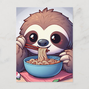 Cute Sloth Eating Ramen Briefkaart