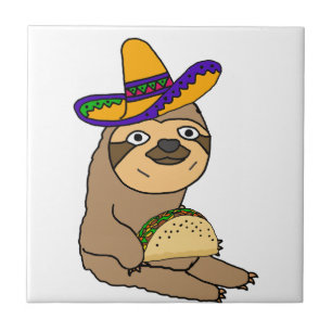Cute Sloth Eating Taco Originele Kunst Tegeltje