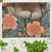 Cute Sloth Elegant Floral William Morris Inspired Theedoek (Gevouwen)