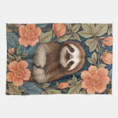 Cute Sloth Elegant Floral William Morris Inspired Theedoek (Horizontaal)