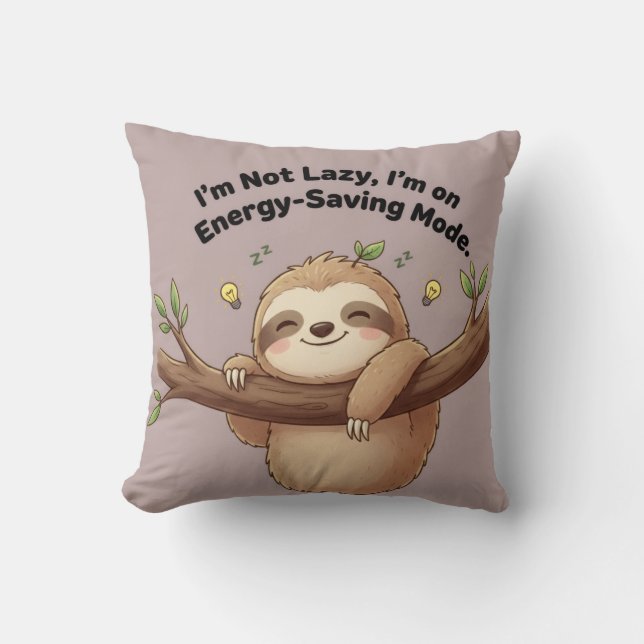 Cute Sloth "Energy-Saving Mode" Kussen (Voorkant)