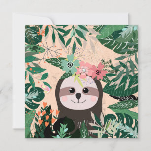 Cute Sloth Feestdagenkaart
