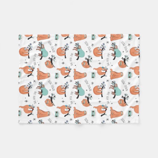 Cute Sloth Fleece Deken (Voorkant (Horizontaal))