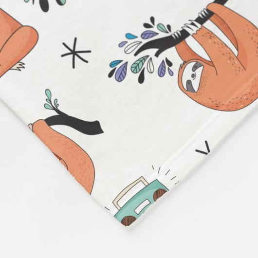 Cute Sloth Fleece Deken (Hoek)