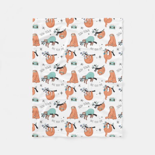 Cute Sloth Fleece Deken (Voorkant)