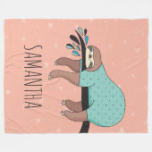 Cute Sloth Fleece Deken (Voorkant (Horizontaal))