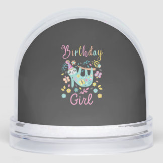 Cute Sloth Floral Girls Birthday Party T-Shirt Sneeuwbol