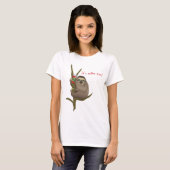 Cute Sloth Funny Cartoon met Koffiebeker T-shirt (Voorkant volledig)