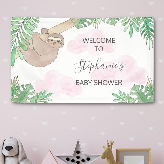Cute Sloth Girl Baby shower Spandoek