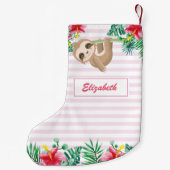 Cute Sloth girly op maat gemaakt Kleine Kerstsok (Achterkant)