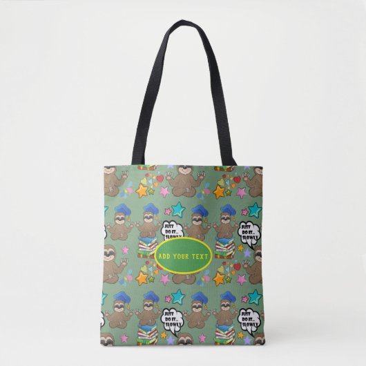 Cute Sloth Green Pattern Funny doet het citaat Draagtas (Voorkant)