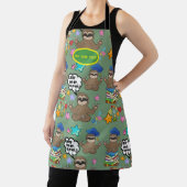 Cute Sloth Green Pattern Funny doet het citaat Schort (Insitu)