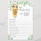 Cute Sloth Greenery Shower wenst Baby (Voorkant)