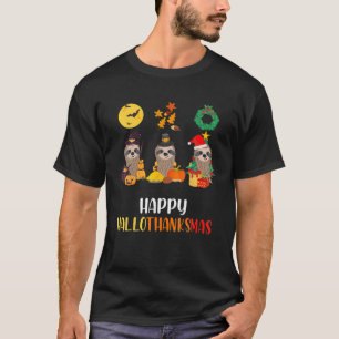 Cute Sloth Halloween Happy KerstHappy Hanksma T-shirt