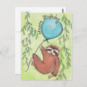 Cute Sloth Happy Birthday Briefkaart (Voorkant / Achterkant)