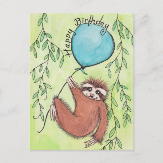 Cute Sloth Happy Birthday Briefkaart (Voorkant)