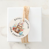 Cute Sloth Happy Paaster Bunny Rabbit Eggs Name Bedankjes Labels (In situ)