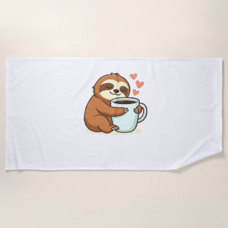Cute Sloth Hugging Big Coffee Cup Premium T-Shirt Strandlaken