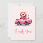 Cute Sloth in a Pink Convertible Bedankkaart (Voorkant)