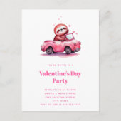 Cute Sloth in a Pink Convertible Uitnodiging Briefkaart (Voorkant)