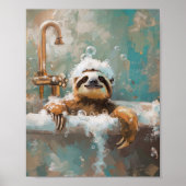 Cute Sloth in Bubble Bath Poster (Voorkant)
